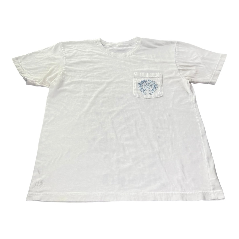 Chrome Hearts Miami Pocket T Shirt White Blue Horseshoe Logo Men's Large Auth